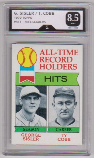 Graded Sigma 8.5 - George Sisler/Ty Cobb 1979 Topps All-Time Record Holders #411 Card