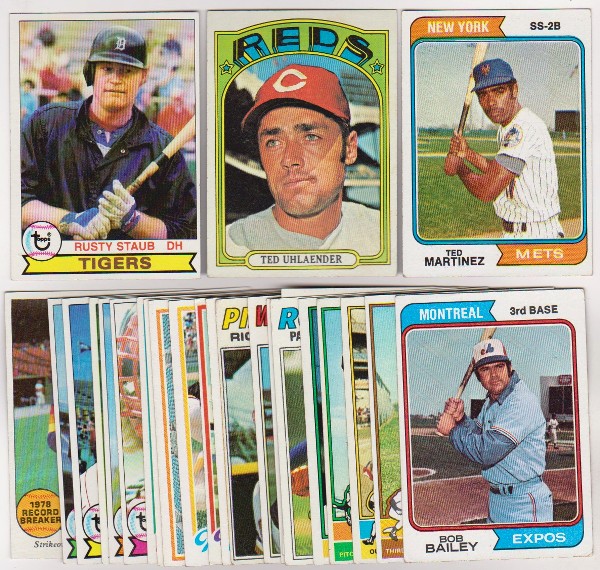 25 Different 1970's Topps Baseball Cards (1972-1979) w/ Rusty Staub + More