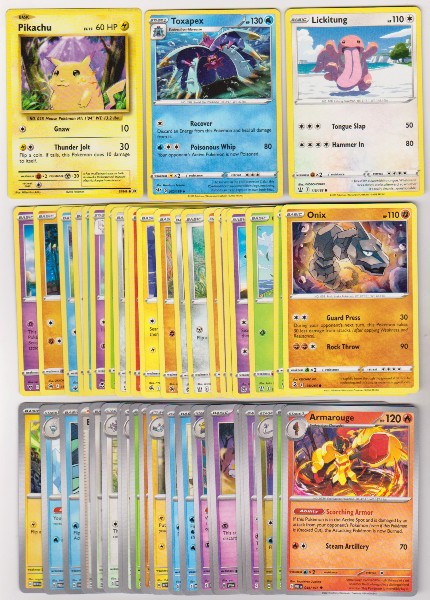 50 Different Pokemon Trading Cards w/ Pikachu + More