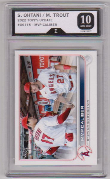 Graded Sigma Gem Mint 10 - Shohei Ohtani/Mike Trout 2022 Topps Update MVP Caliber #US115 Card