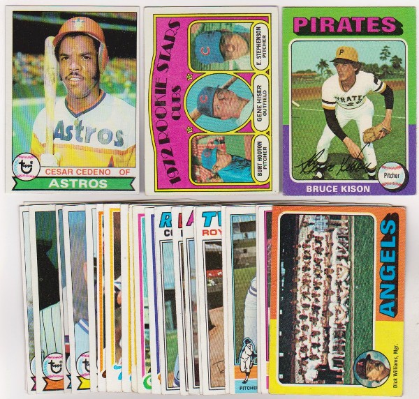 25 Different 1970's Topps Baseball Cards (1972-1979) w/ Cesar Cedeno + More