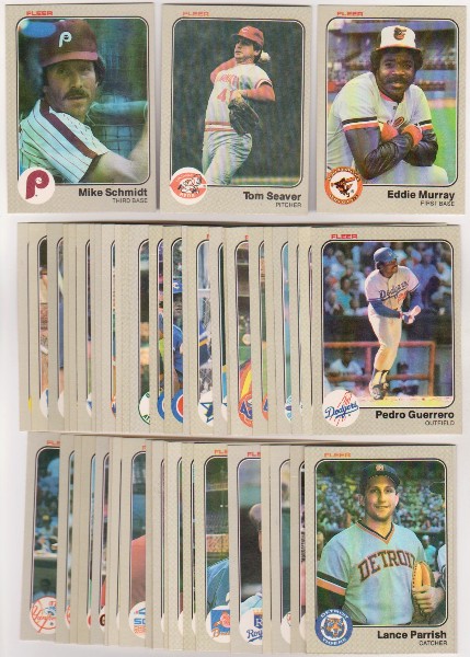 50 Different 1983 Fleer Baseball Cards w/ Mike Schmidt, Tom Seaver + More