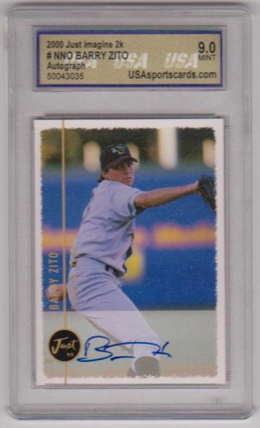 Signed Rookie Graded Mint 9 - Barry Zito 2000 Just Imagine 2K #NNO Certified Autographed Insert Card