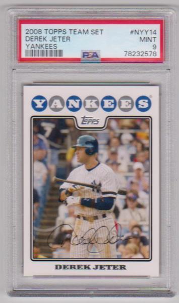 Graded PSA Mint 9 - Derek Jeter 2008 Topps Team Set Yankees #NYY14 Card