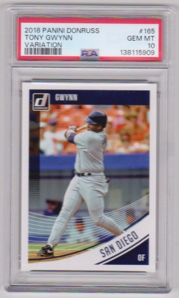 Graded PSA Gem Mint 10 - Tony Gwynn 2018 Donruss Variation #165 Card