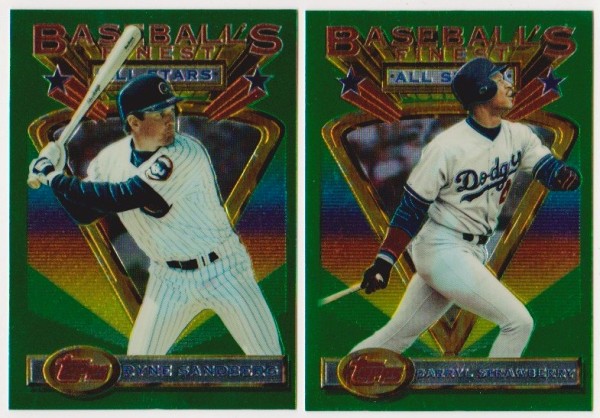 1993 Topps Finest Ryne Sandberg #105 + Darryl Strawberry #89 Card Pair