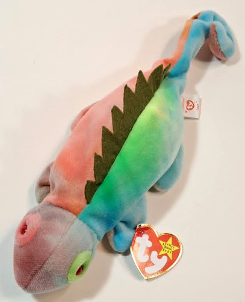 1997 Ty Beanie Baby Rainbow The Chameleon - With Iggy Error Tags