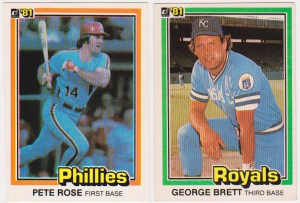 1981 Donruss Pete Rose #251 + George Brett #100 Card Pair