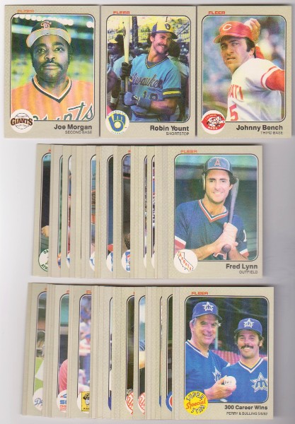 50 Different 1983 Fleer Baseball Cards w/ Johnny Bench+ More