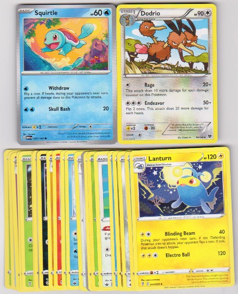 25 Different Pokemon Trading Cards w/ Squirtle + More