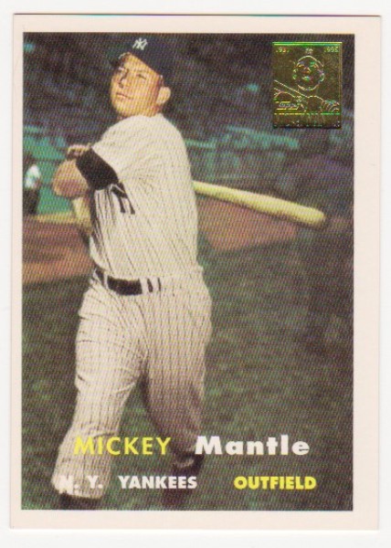 Mickey Mantle 1957 Topps #95 Commemorative Card - 1996 Topps #7 of 19 Insert Card