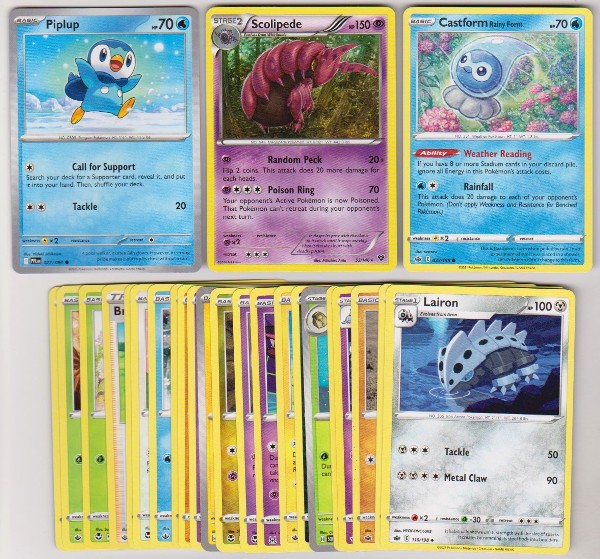 25 Different Pokemon Trading Cards w/ Piplup + More