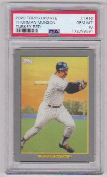 Graded PSA Gem Mint 10 - Thurman Munson 2020 Topps Update Turkey Red #TR-16 Insert Card