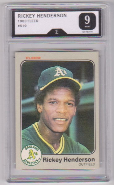 Graded Sigma Mint 9 - Rickey Henderson 1983 Fleer #519 Card