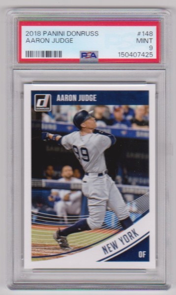 Graded PSA Mint 9 - Aaron Judge 2018 Donruss #148 Card