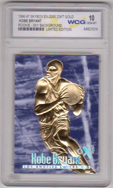 Rookie Graded Gem Mint 10 - Kobe Bryant 1996-97 Skybox EX-2000 Sky Background 23 Kt Gold Card