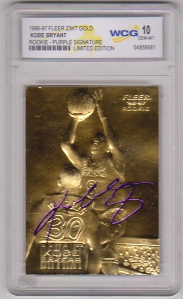 Rookie Graded Gem Mint 10 - Kobe Bryant 1996-97 Fleer w/ Purple Signature 23 Kt Gold Card
