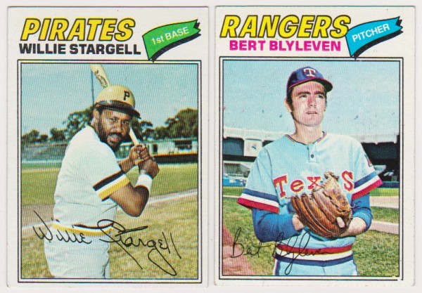 1977 Topps Willie Stargell #460 + Bert Blyleven #630 Card Pair - HOFers
