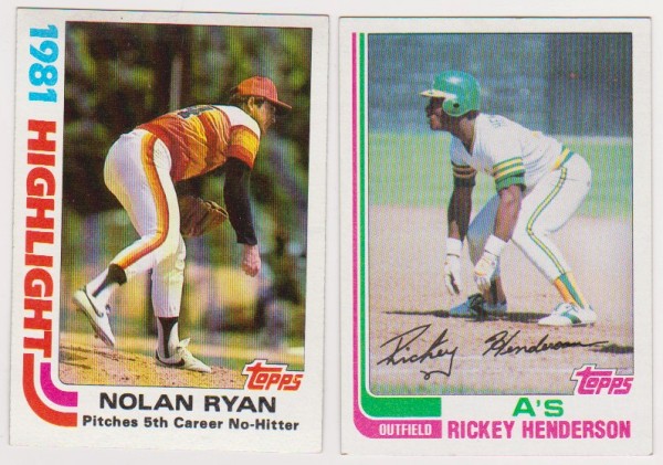 1982 Topps Nolan Ryan #5 + Rickey Henderson #610 Card Pair 