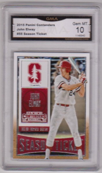 Graded Gem Mint 10 - John Elway 2015 Panini Contenders Season Ticket #55 Baseball Card