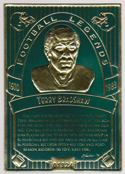 1993 Legendary Foils Terry Bradshaw Sculpted Card With COA