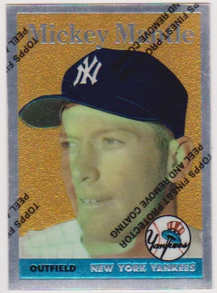 Mickey Mantle 1958 Topps Finest #150 Commemorative Card - 1996 Topps #8 of 19 Insert Card