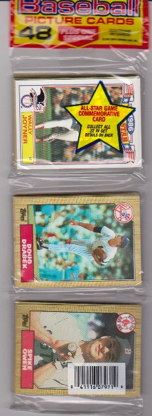 1987 Topps Baseball 49 Card Rack Pack w/ Wally Joyner On Front