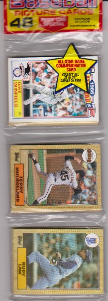 1987 Topps Baseball 49 Card Rack Pack w/ Dave Winfield On Front