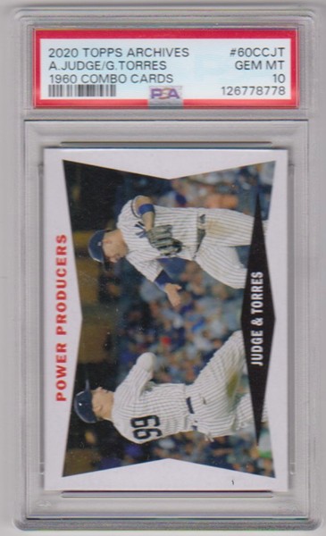 Graded PSA Gem Mint 10 - Aaron Judge/Gleyber Torres 2020 Topps Archives 1960 Combo Cards #60CCJT Card