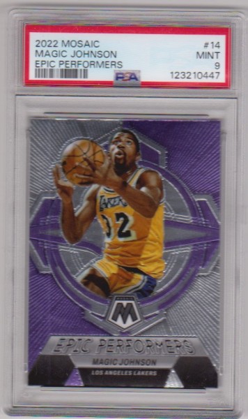 Graded PSA Mint 9 - Magic Johnson 2022-23 Panini Mosaic Epic Performers #14 Card