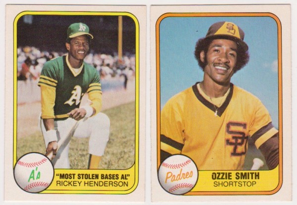 1981 Fleer Rickey Henderson #351 + Ozzie Smith #488 Card Pair