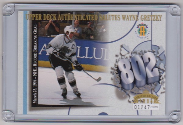 WAYNE GRETZKY - 1994 Upper Deck 802 Goal 3.5x5 Inch C-Card - #'ed/10,000