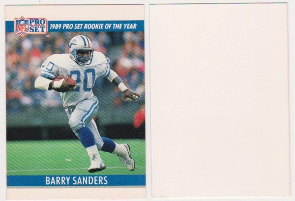 Barry Sanders 1990 Pro Set White Border Double Front Error + Blank Front Error Card Pair