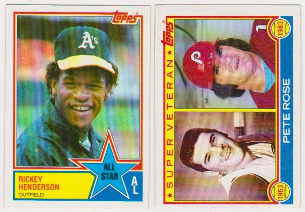 1983 Topps Pete Rose #101 + Rickey Henderson #391 Card Pair