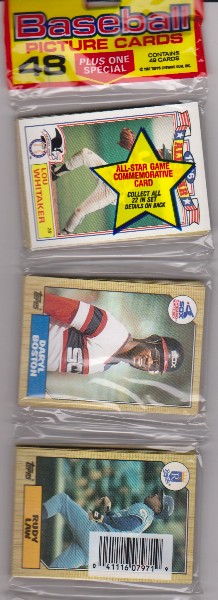 1987 Topps Baseball 49 Card Rack Pack w/ Lou Whitaker On Front