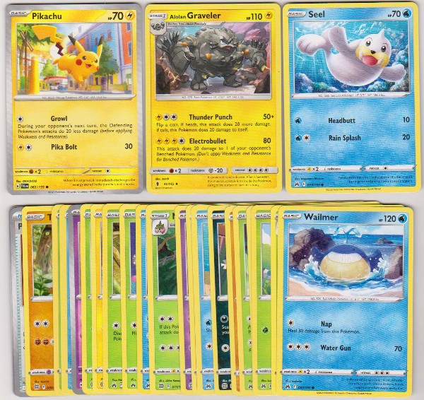25 Different Pokemon Trading Cards w/ Pikachu + More