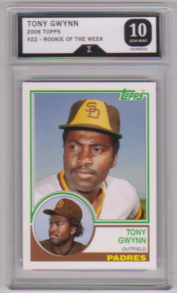 Graded Sigma Gem Mint 10 - Tony Gwynn 2006 Topps Rookie Of The Week #22 Card