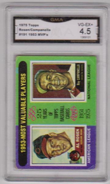 Graded VG-EX+ 4.5 -  Al Rosen/Roy Campanella 1975 Topps '53 MVPs #191 Card