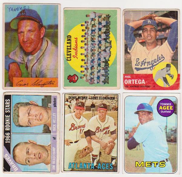 6 Different 1950's/1960's Topps/Bowman Baseball Cards w/ Enos Slaughter + More