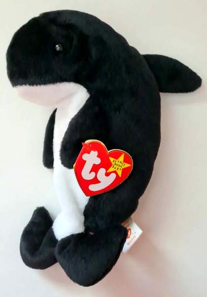 1996 Ty Beanie Baby Waves The Whale - New With Tags