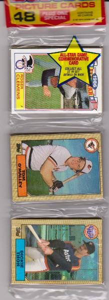 1987 Topps Baseball 49 Card Rack Pack w/ Roger Clemens On Front