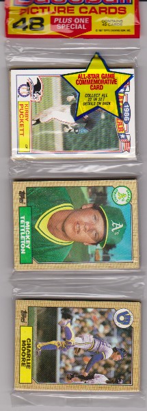 1987 Topps Baseball 49 Card Rack Pack w/ Kirby Puckett On Front