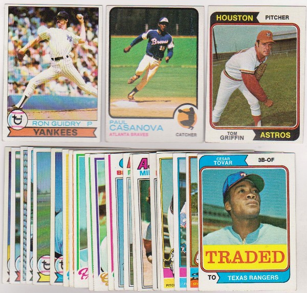 25 Different 1970's Topps Baseball Cards (1973-1979) w/ Ron Guidry + More