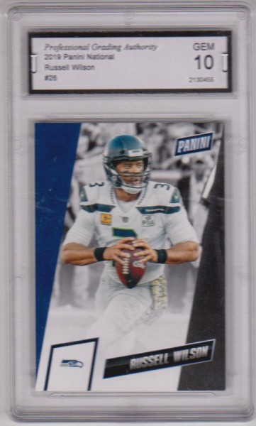 Graded Gem Mint 10 - Russell Wilson 2019 Panini National #26 Card