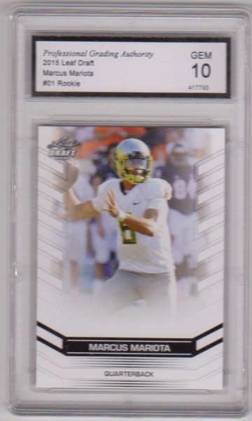 Rookie Graded Gem Mint 10 - Marcus Mariota 2015 Leaf Draft #01 Card