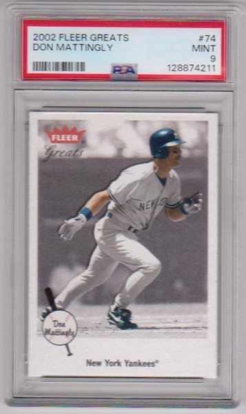 Graded PSA Mint 9 - Don Mattingly 2002 Fleer Greats #74 Card