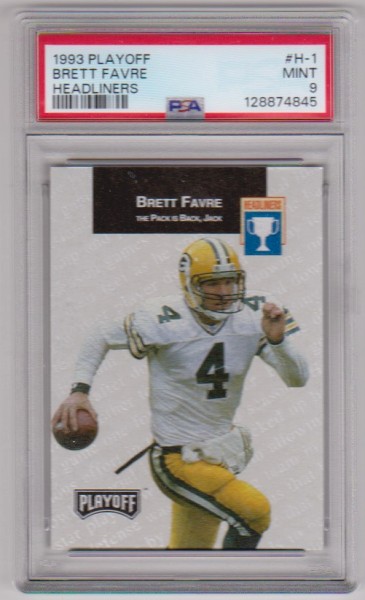 Graded PSA Mint 9 - Brett Favre 1993 Playoff Headliners #H-1 Insert Card