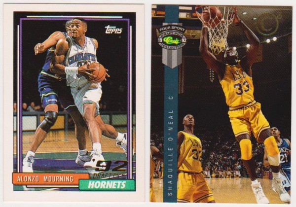 Rookies - Shaquille O'Neal 1992 Classic 4-Sport C3 #PR1 Promo + Alonzo Mourning 1992-93 Topps #393 Cards