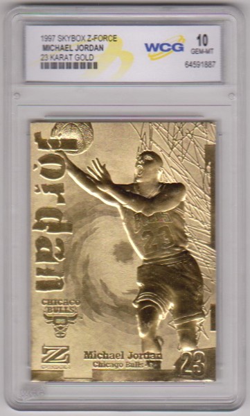 Graded Gem Mint 10 - Michael Jordan 1997 Skybox Z-Force 23 Kt Gold Card