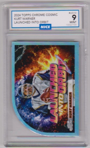 Graded Nice Mint 9 - Kurt Warner 2024 Topps Chrome Cosmic Launched Into Orbit #LIO-13 Insert Card